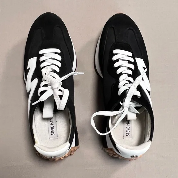 Steve Madden CAMPO Retro Sneakers Black & White – Women’s 11M - Picture 7 of 14